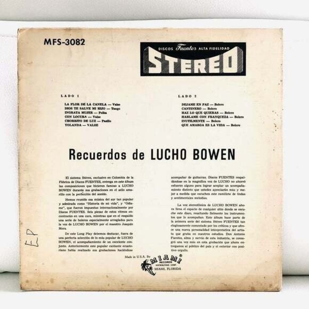 LP Lucho Bowen -Recuerdos de Lucho Bowen Vinyl Record - Picture 2 of 2